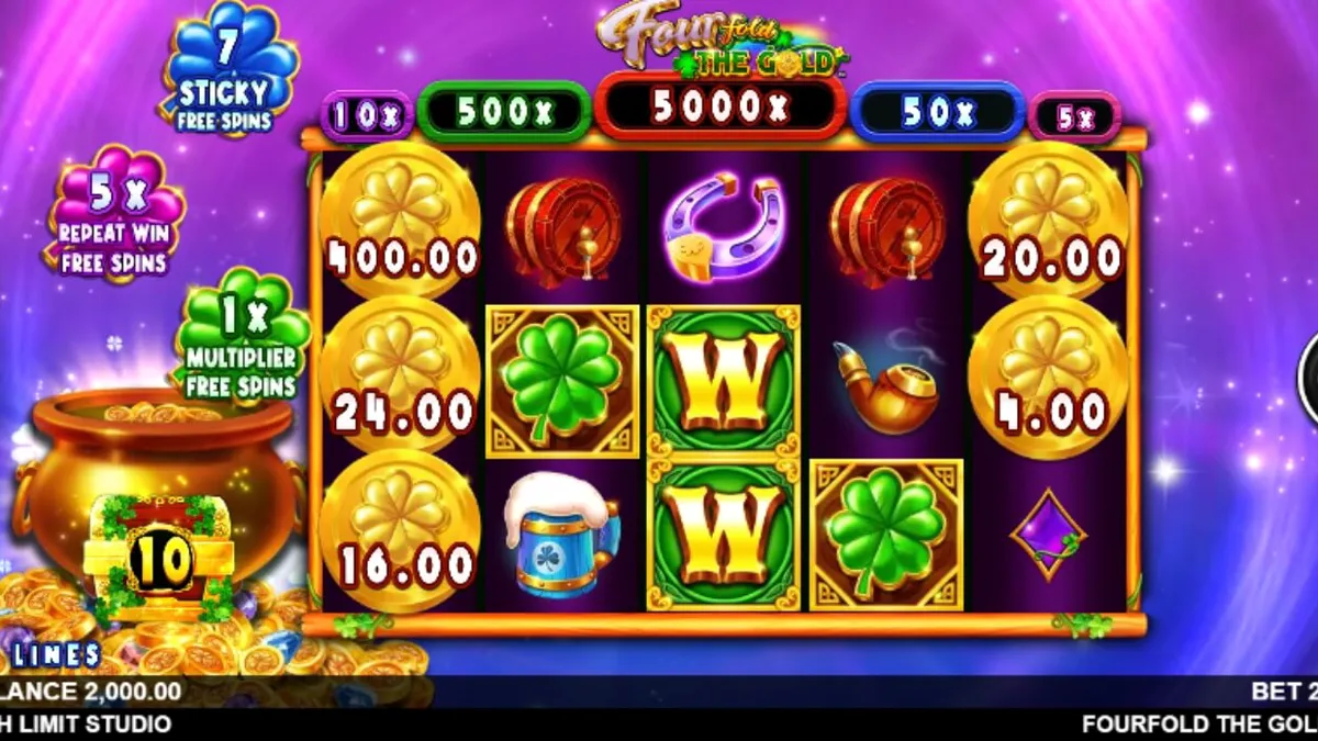 Leprechaun bertema luar angkasa dalam slot Fourfold the Gold